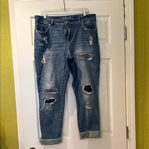 INC International Concepts Blue Distressed Straight Leg Jeans